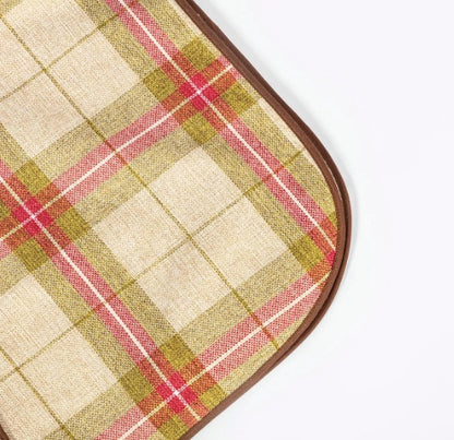 Shows the distinctive traditional colouring of the Newton Moss throw.