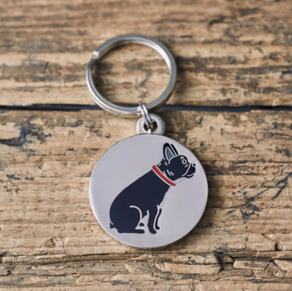 Dog ID Tag with a Frenchie dog on it