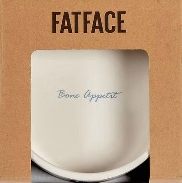 FatFace Ceramic dog bowl with packaging.
