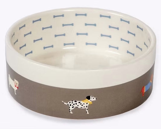 Marching dogs dog bowl