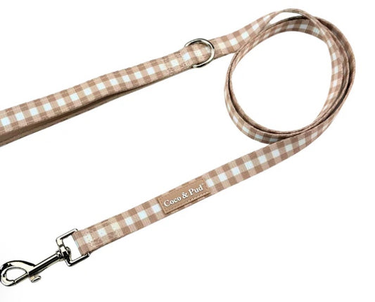 Checkered dog lead in a Mocha colour