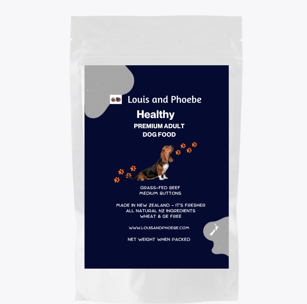 Louis and Phoebe grass fed beef healthy dog food bag natural hypoallergenic dog food NZ