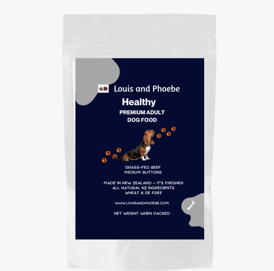 Louis and Phoebe grass fed beef healthy dog food bag natural hypoallergenic dog food NZ