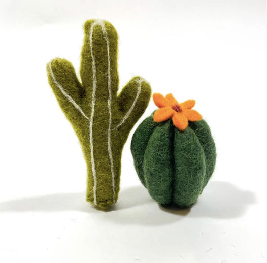 Two succulent pure wool cat toys