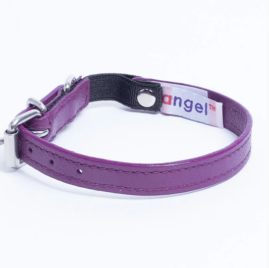 Purple cat collar made fro genuine leather with safety elastic New Zealand
