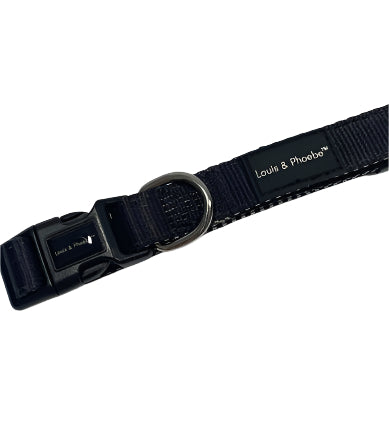 Our Black Candy Striped dog collar has a soft black and white striped neoprene lining.