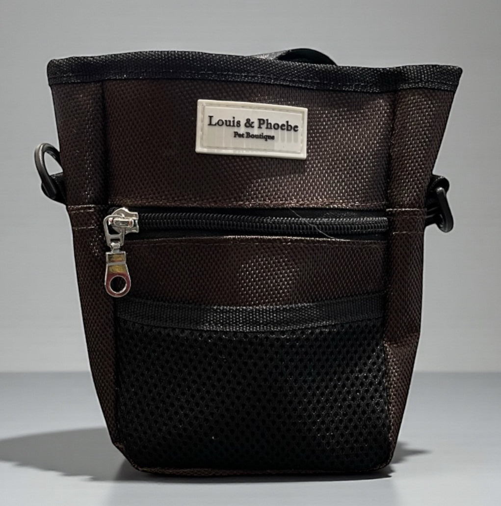 Bag for holding dog treats brown