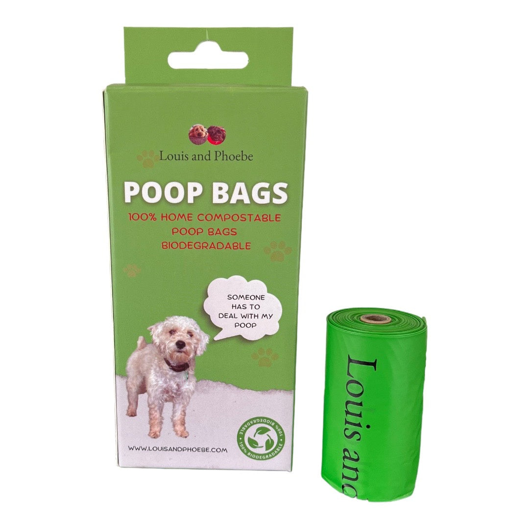 Compostable, biodegradable dog poop bags.