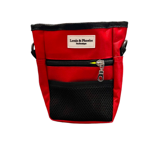 Red treat bag to hold dog treats when out walking NZ