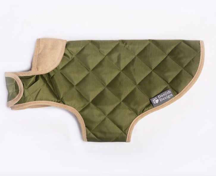 Quilted dog coat green