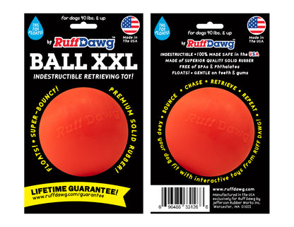 RuffDawg Indestructible Dog Ball in bright fluro colours