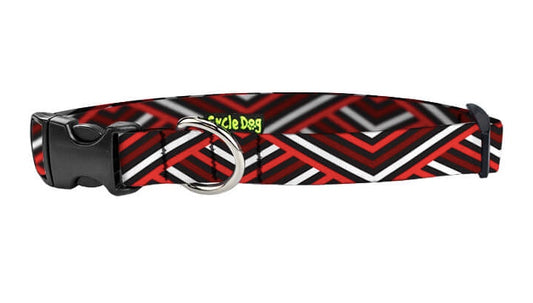 Cycle dog eco weave skinny collar red black diagonals