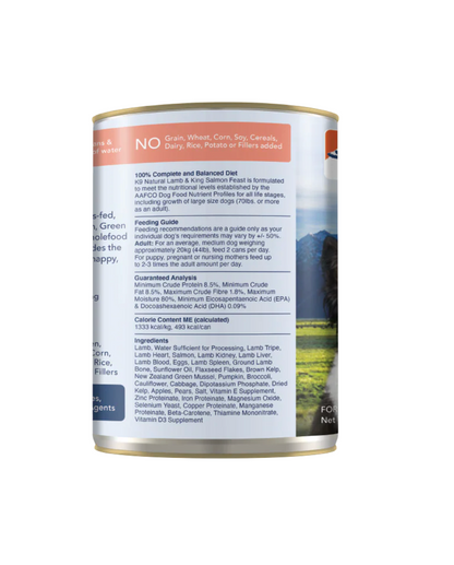 K9 Natural Canned Wet Dog Food Lamb & Salmon 370g