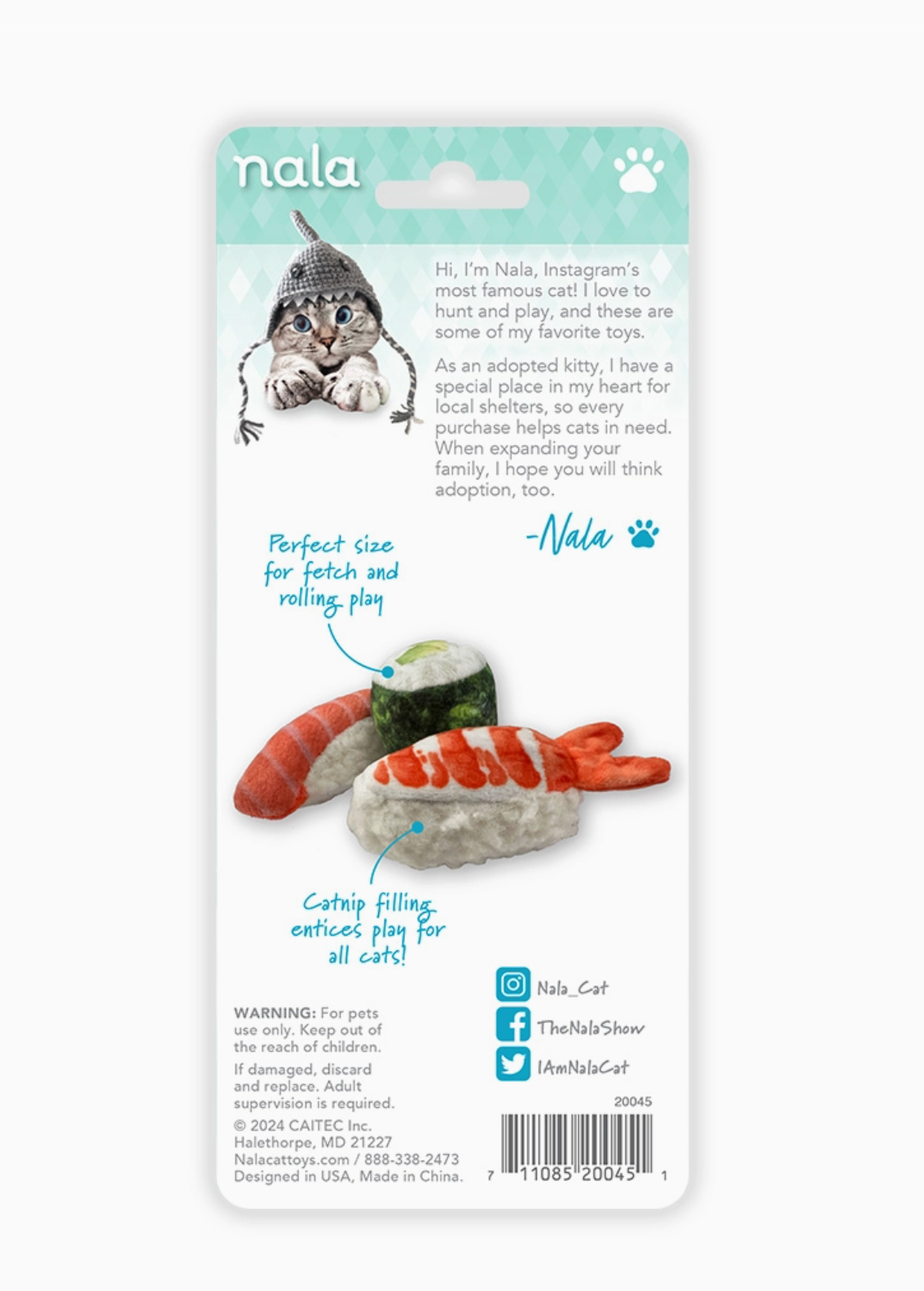 Nala Catnip Sushi Combo cat toys 3 pk