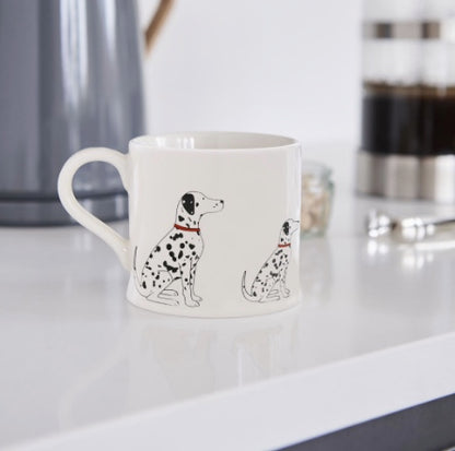 White mug with a Dalmation dog printed on it NZ