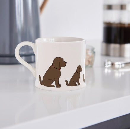 White porcelain mug with a brown cockapoo on it nz