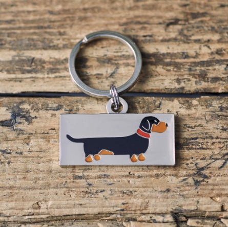 Dog ID Tag with a Dachshund in it.