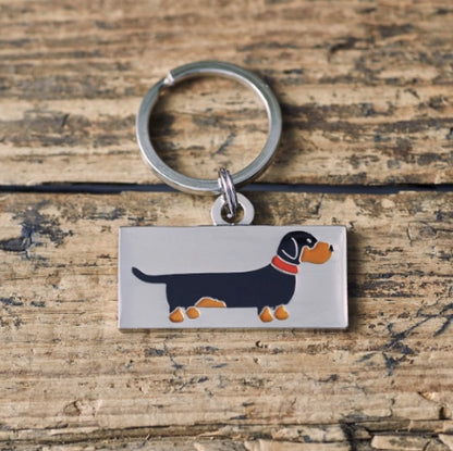 Dog ID Tag with a Dachshund in it.