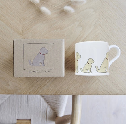 White porcelain mug with a Golden Cockapoo on it NZ