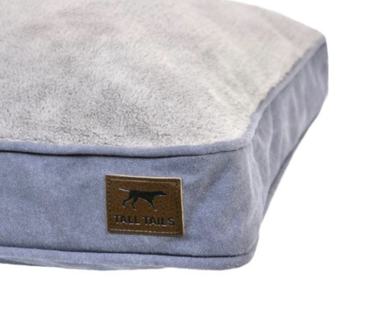Plush and canvas grey cushion dog bed
