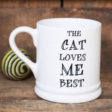 White porcelan mug for cat lovers