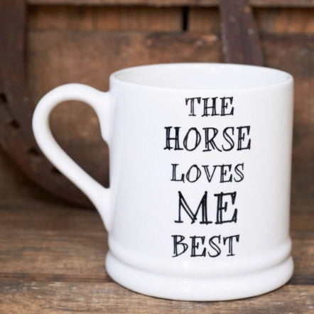White Porcelan mug for horse lovers