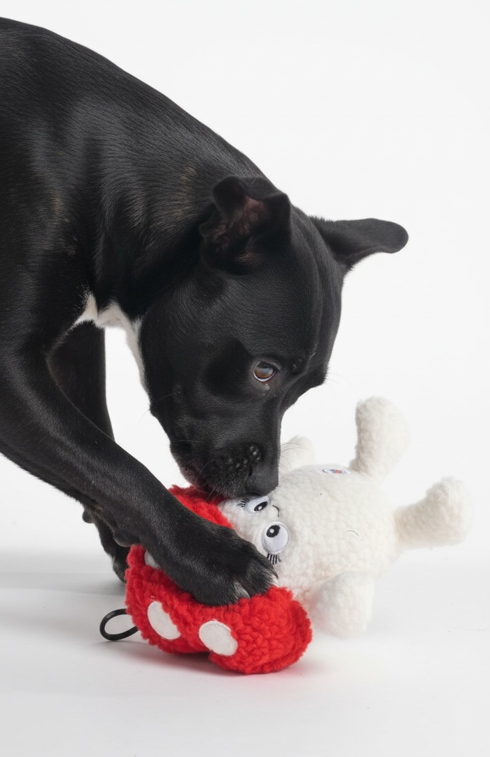 Staffie playing with Tiny Toadstool The Treat Hiding Dog Toy New Zealand